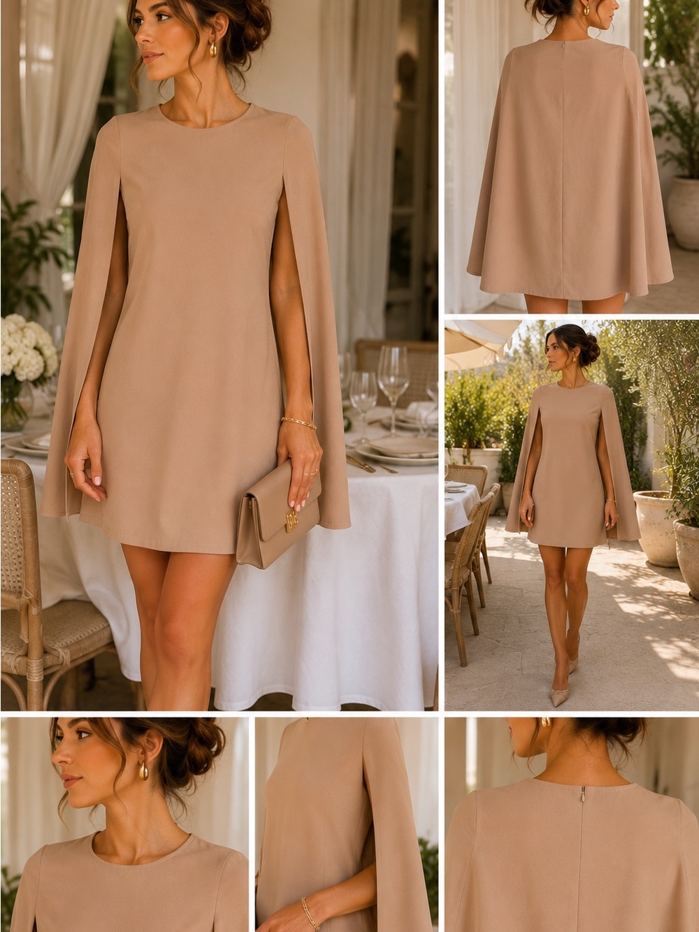 Three Seasons Maternity Taupe Cape-Sleeve Dress (can be worn as non-maternity)